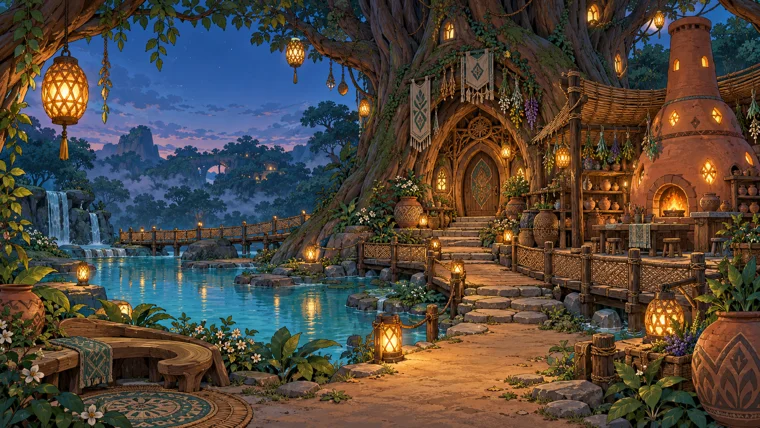 Rune Nest’s lantern-lit woodland home